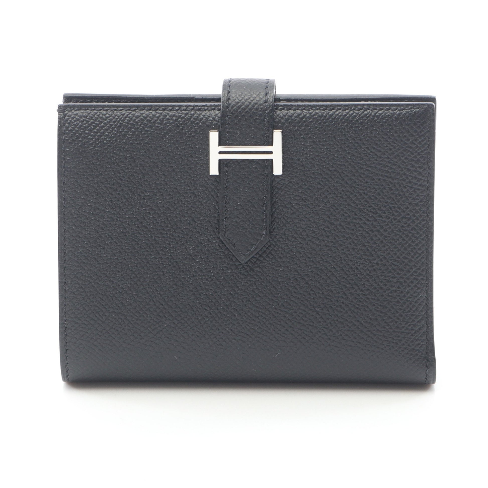 ベアンコンパクト 二つ折り財布 ヴォーエプソン ブラック シルバー金具 B刻印 エルメス 財布・小物 HERMES