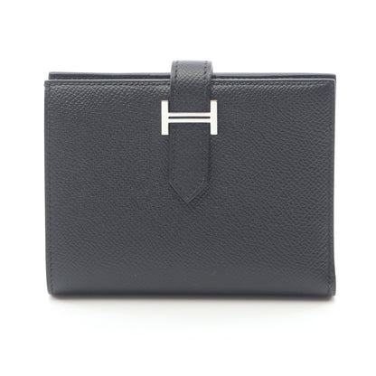 ベアンコンパクト 二つ折り財布 ヴォーエプソン ブラック シルバー金具 B刻印 エルメス 財布・小物 HERMES