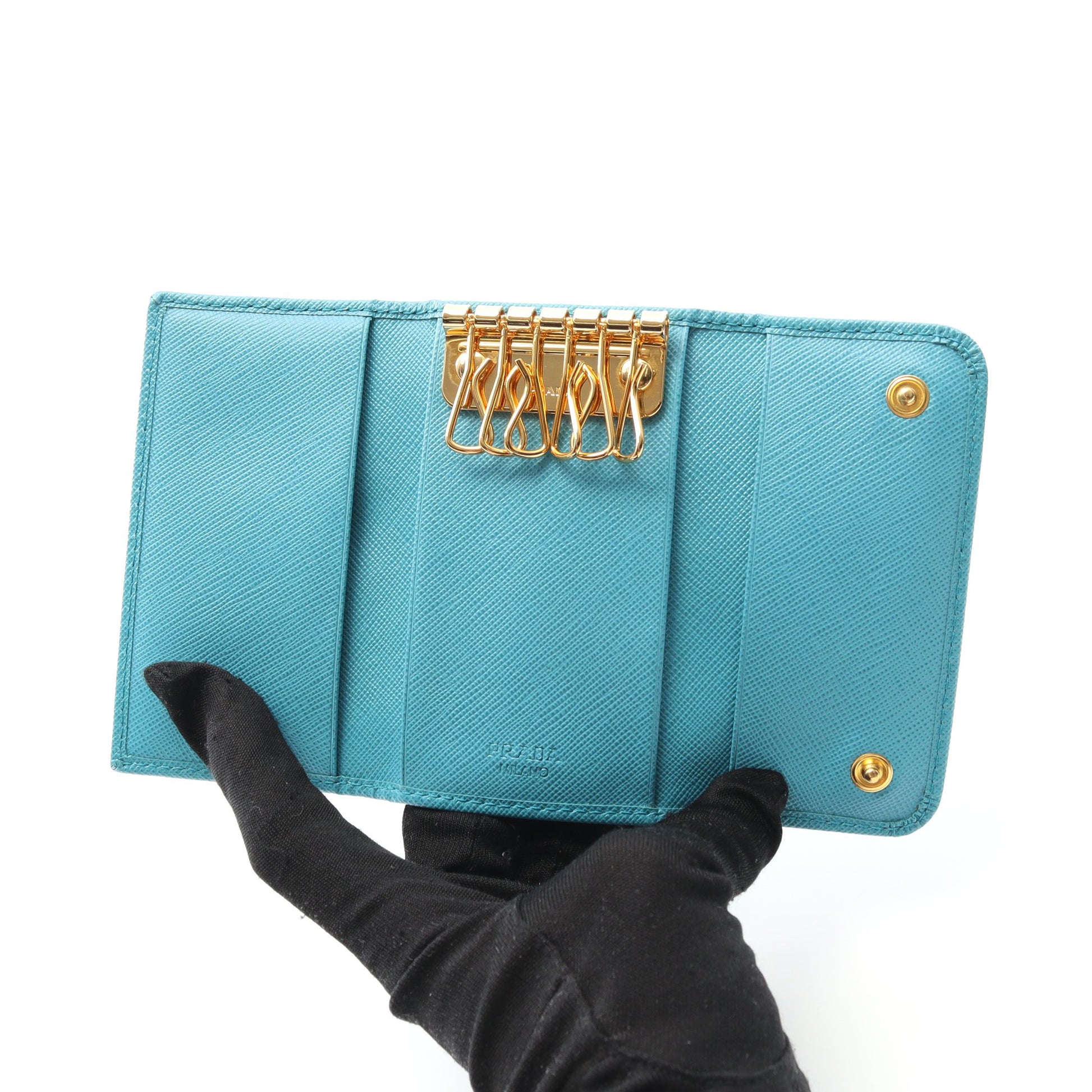 SAFFIANO METAL 6連 キーケース サフィアーノレザー ブルー プラダ 財布・小物 PRADA