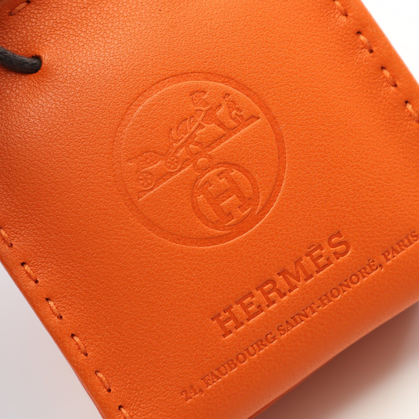 サックオランジュ フー バッグチャーム アニョーミロ レザー オレンジ ブラウン Y刻印 エルメス 財布・小物 HERMES