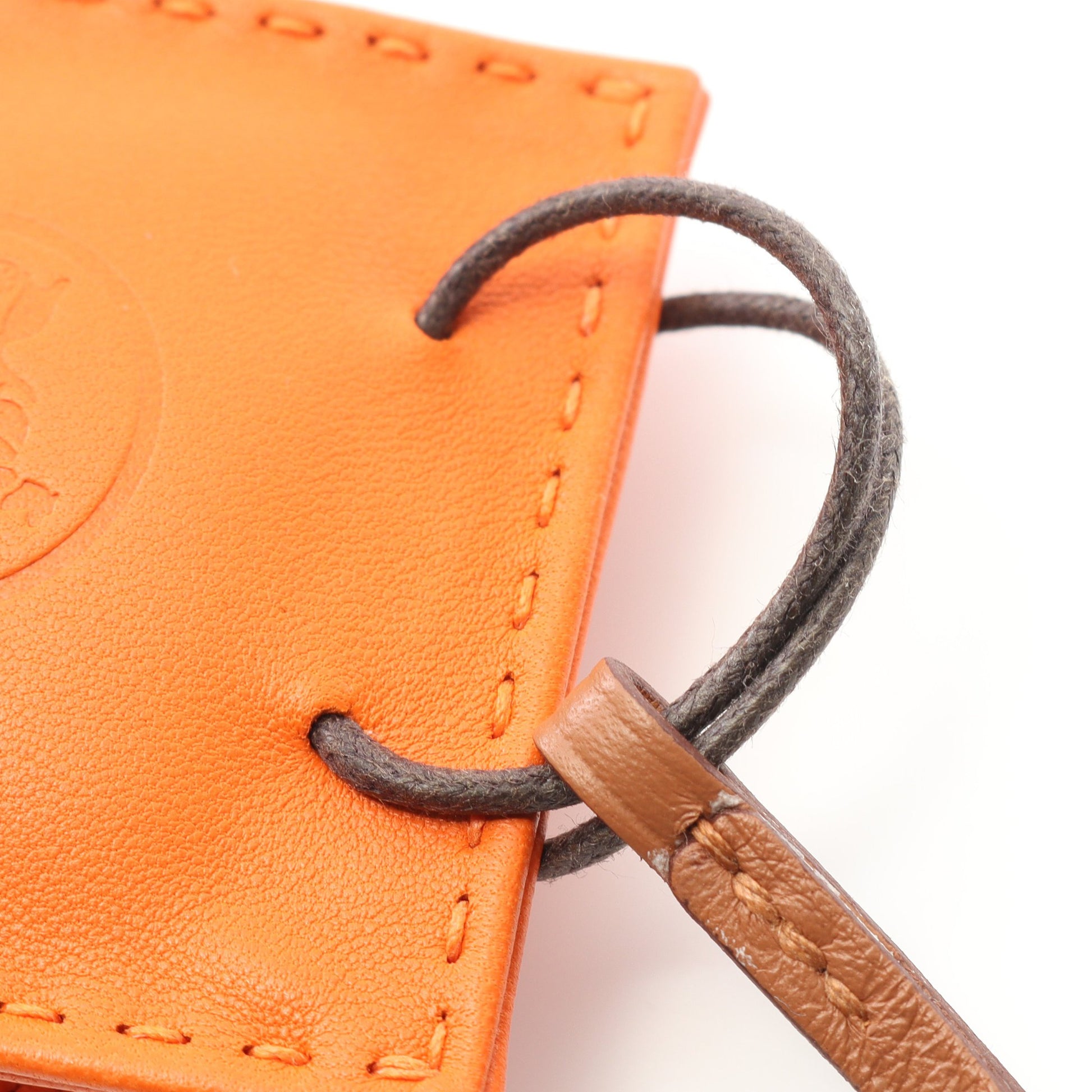 サックオランジュ フー バッグチャーム アニョーミロ レザー オレンジ ブラウン Y刻印 エルメス 財布・小物 HERMES