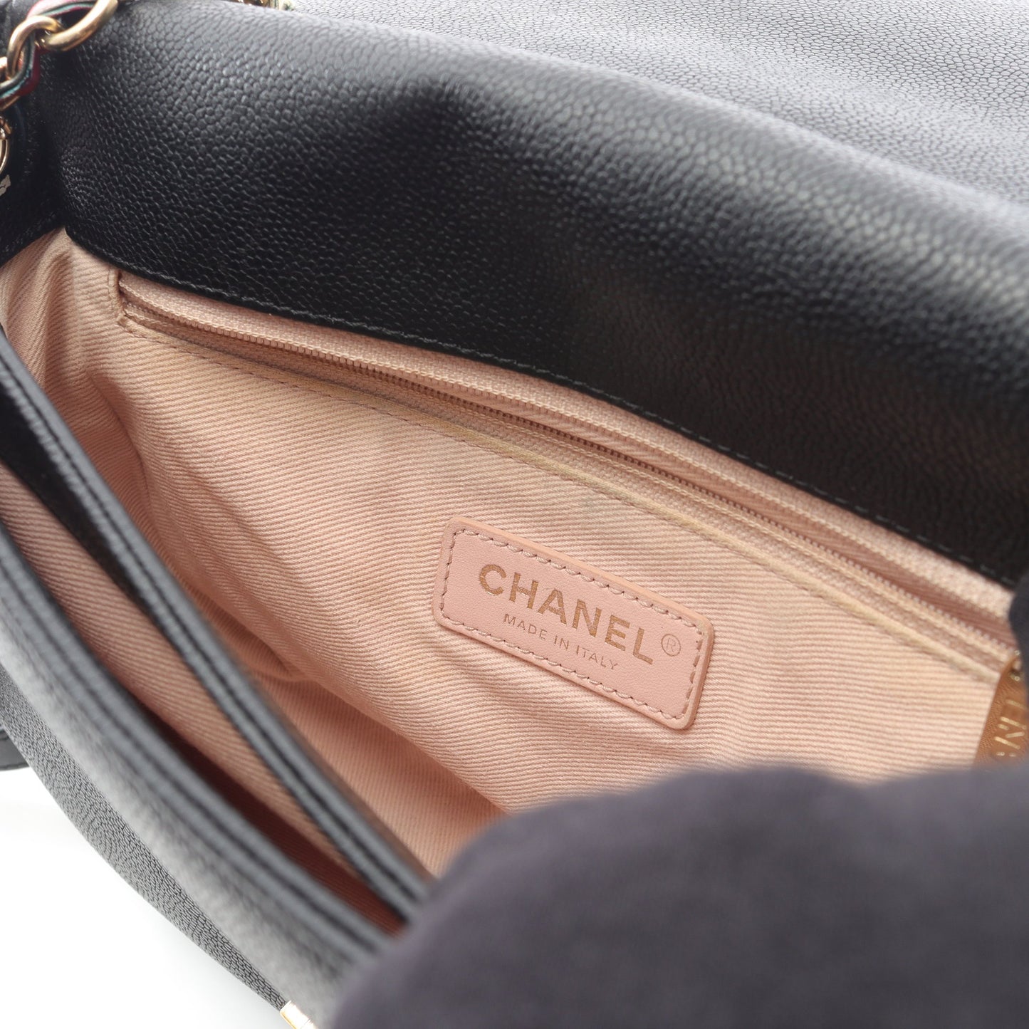 マトラッセ チェーンショルダーバッグ キャビアスキン ブラック ゴールド金具 2WAY シャネル バッグ CHANEL