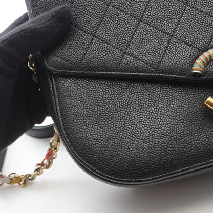 マトラッセ チェーンショルダーバッグ キャビアスキン ブラック ゴールド金具 2WAY シャネル バッグ CHANEL