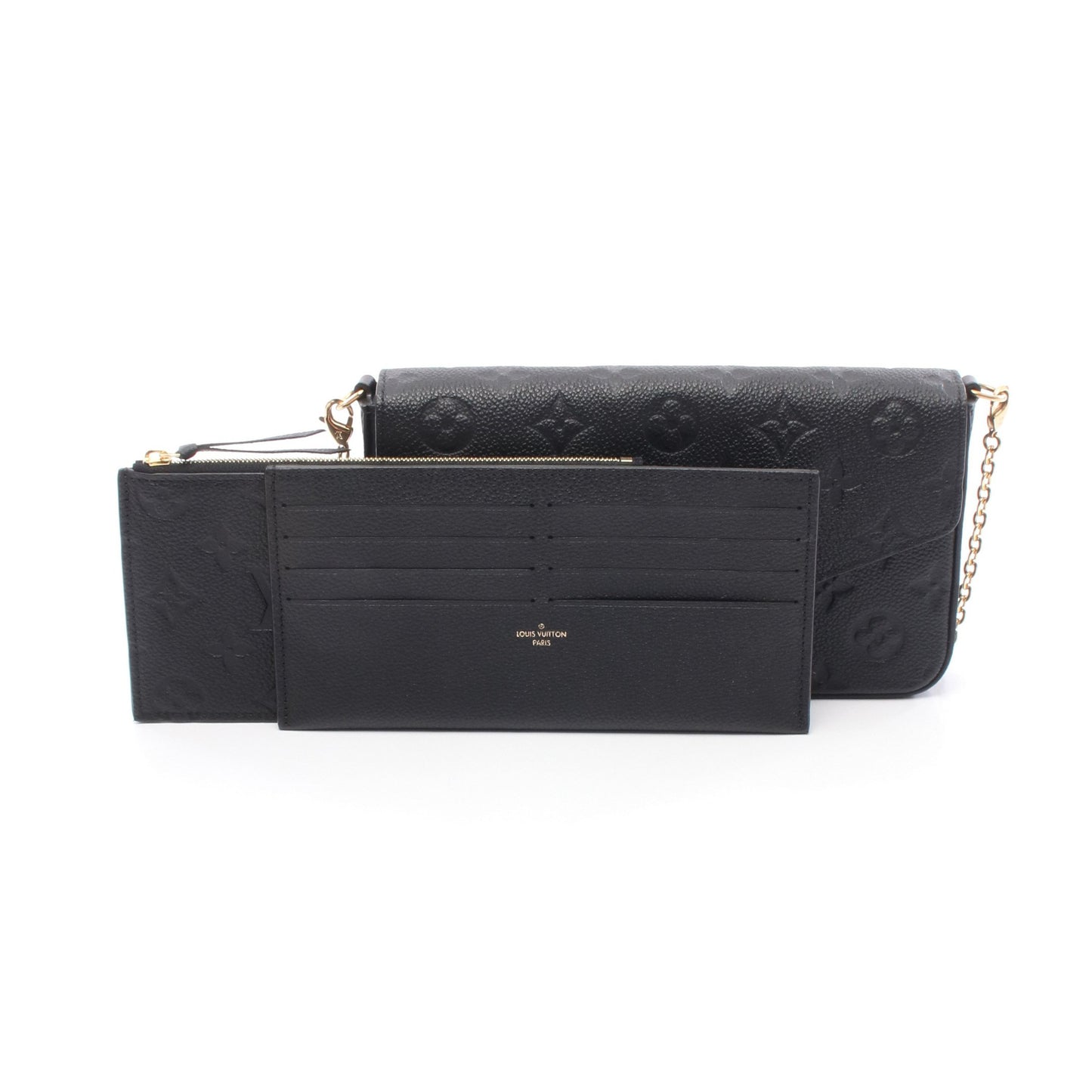 ポシェット フェリシー モノグラムアンプラント ノワール チェーンウォレット レザー ブラック ルイヴィトン バッグ LOUIS VUITTON