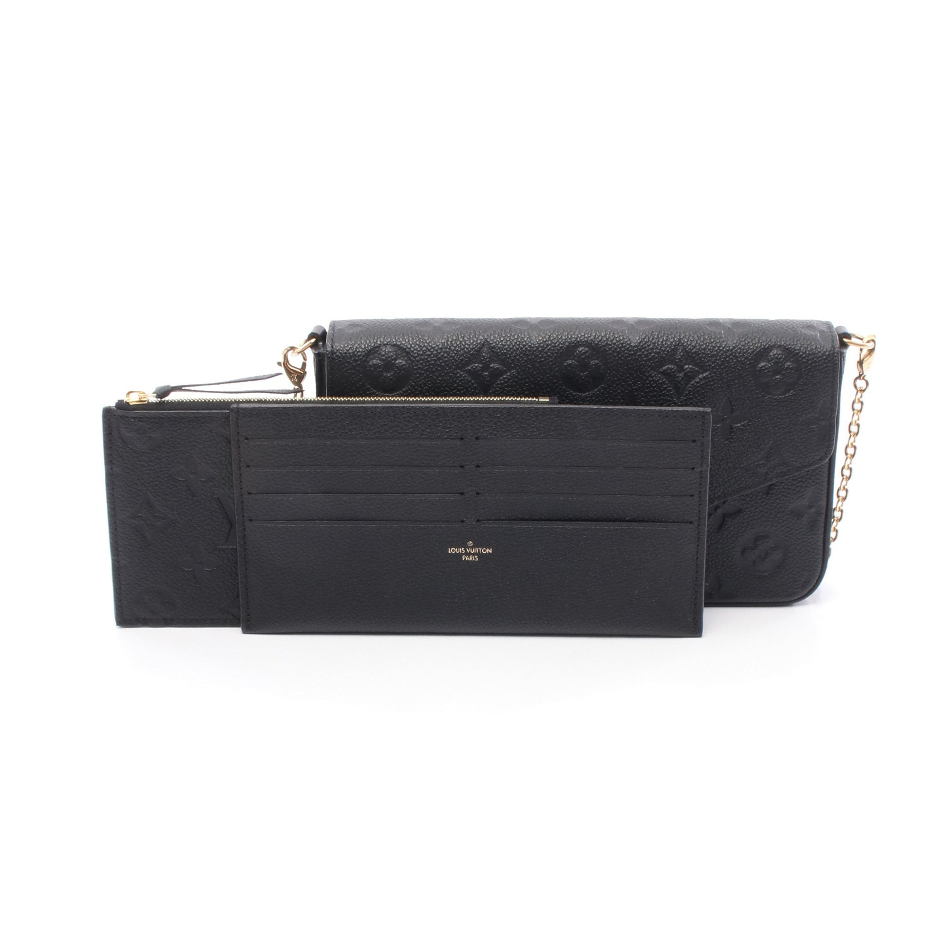 ポシェット フェリシー モノグラムアンプラント ノワール チェーンウォレット レザー ブラック ルイヴィトン バッグ LOUIS VUITTON