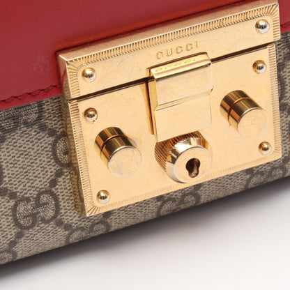 パドロック GGスプリーム スモール チェーンショルダーバッグ PVC レザー ベージュ レッド ピンクパープル グッチ バッグ GUCCI