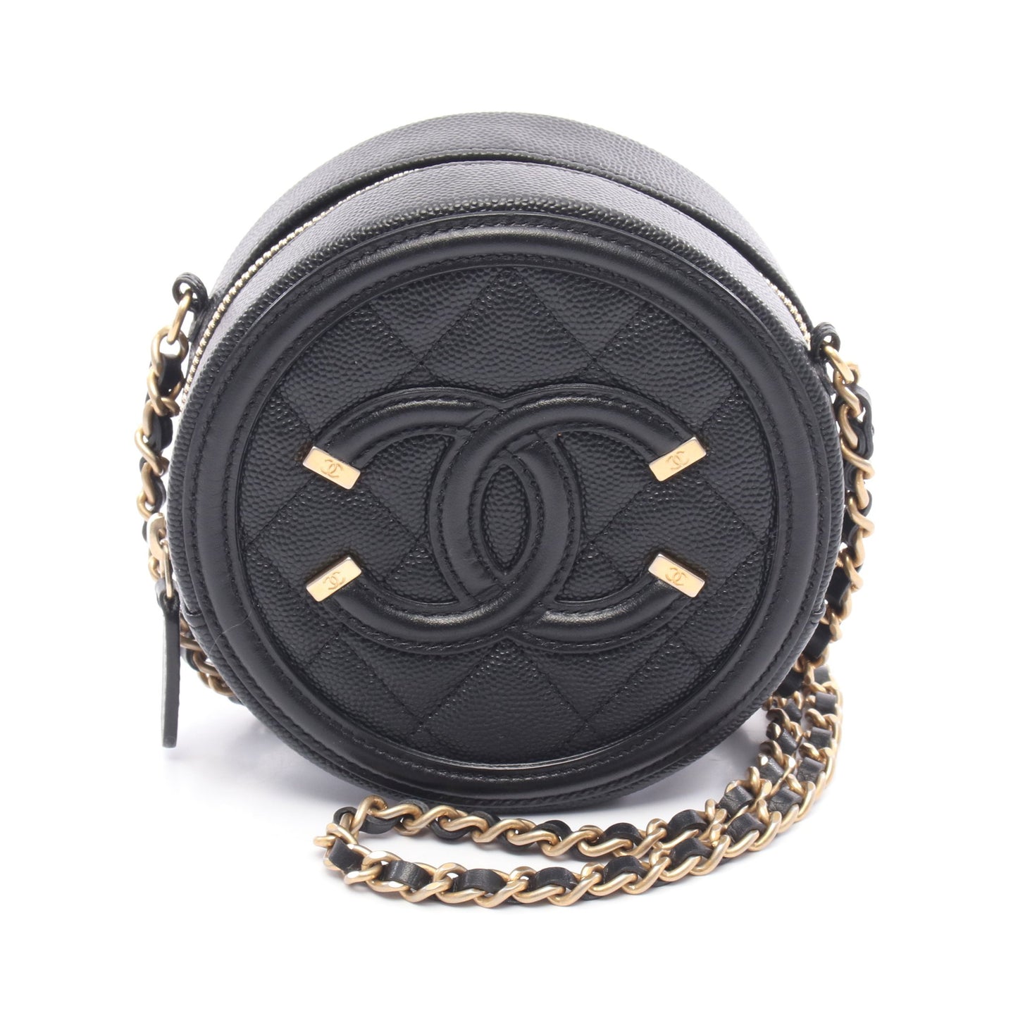 CCフィグリー チェーンショルダーバッグ キャビアスキン ブラック ゴールド金具 シャネル バッグ CHANEL