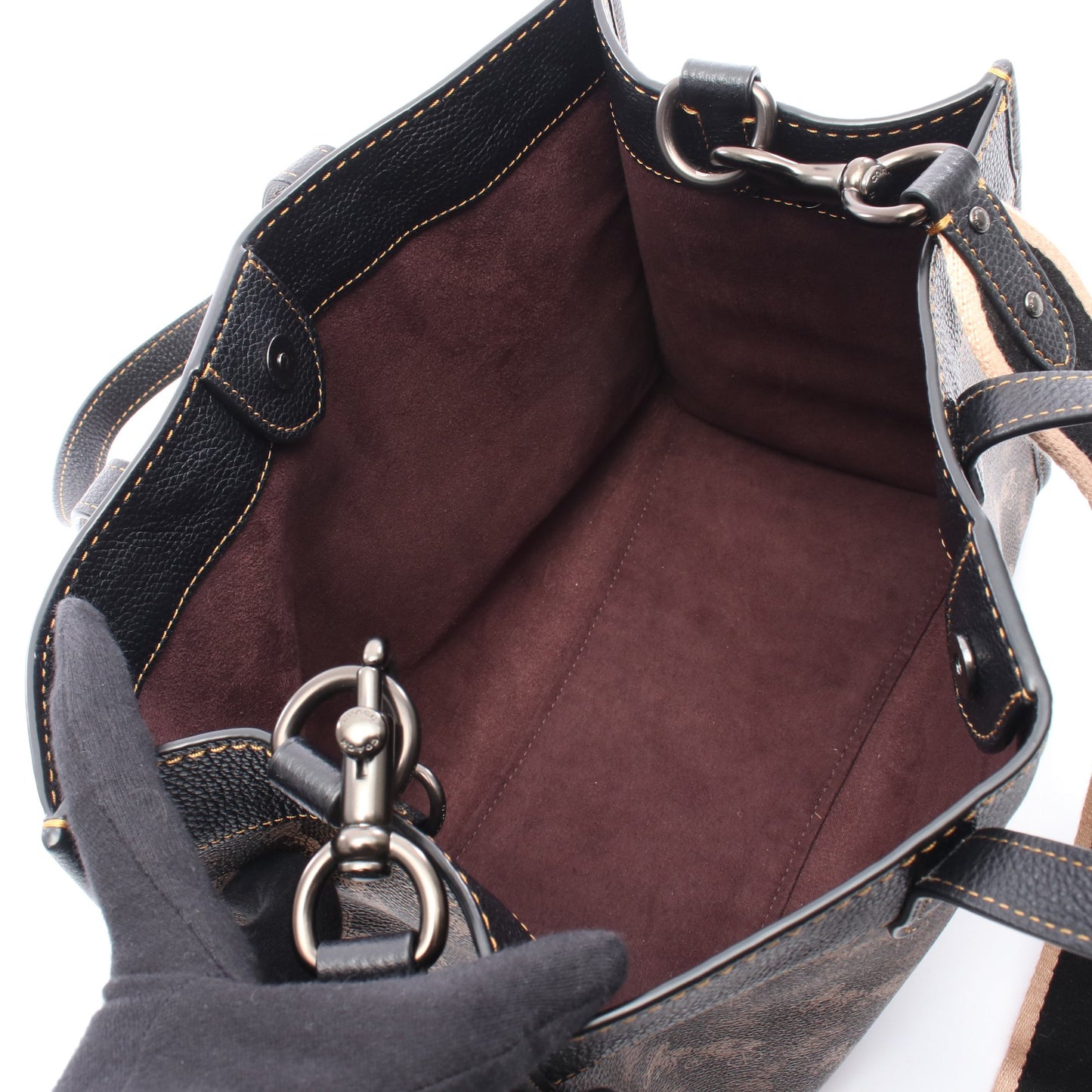 フィールド ハンドバッグ トートバッグ PVC レザー ブラウン ブラック 2WAY コーチ バッグ COACH