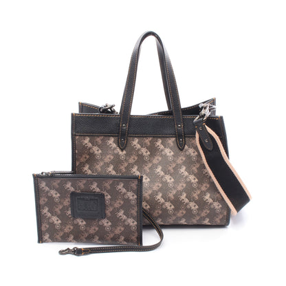 フィールド ハンドバッグ トートバッグ PVC レザー ブラウン ブラック 2WAY コーチ バッグ COACH