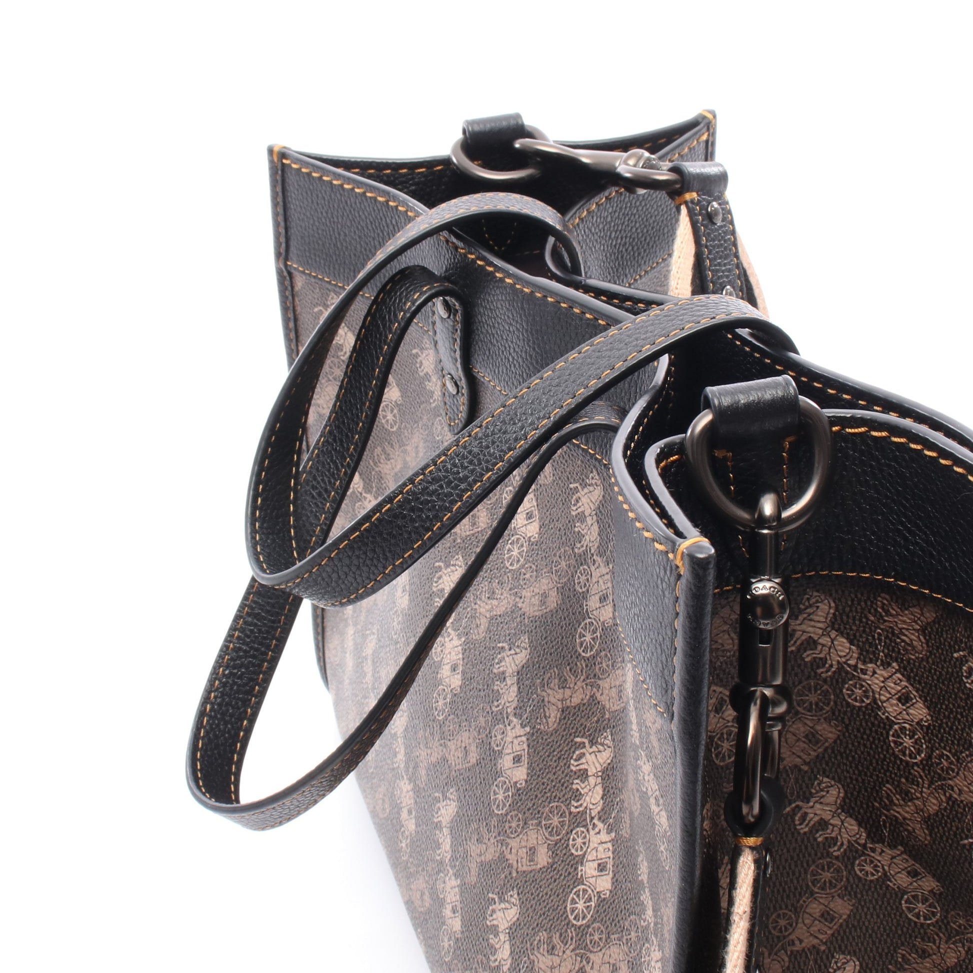 フィールド ハンドバッグ トートバッグ PVC レザー ブラウン ブラック 2WAY コーチ バッグ COACH