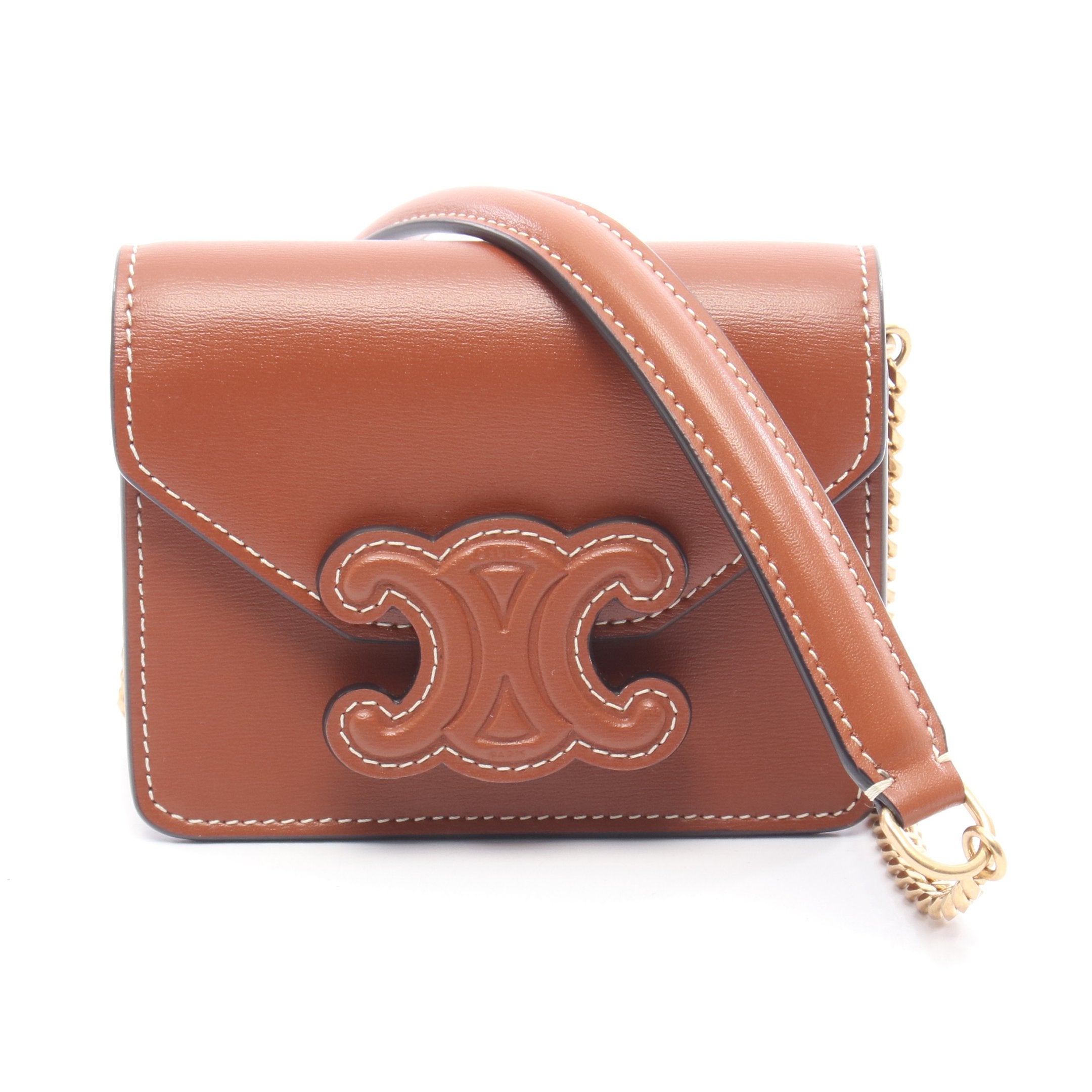 セリーヌ CELINE トリオンフ ショルダーバッグ バッグ レザー レディース ブラウン系 10J7430PV.04LU 【中古】 トリオンフ ショルダーバッグ レザー ブラウン セリーヌ – RECLO