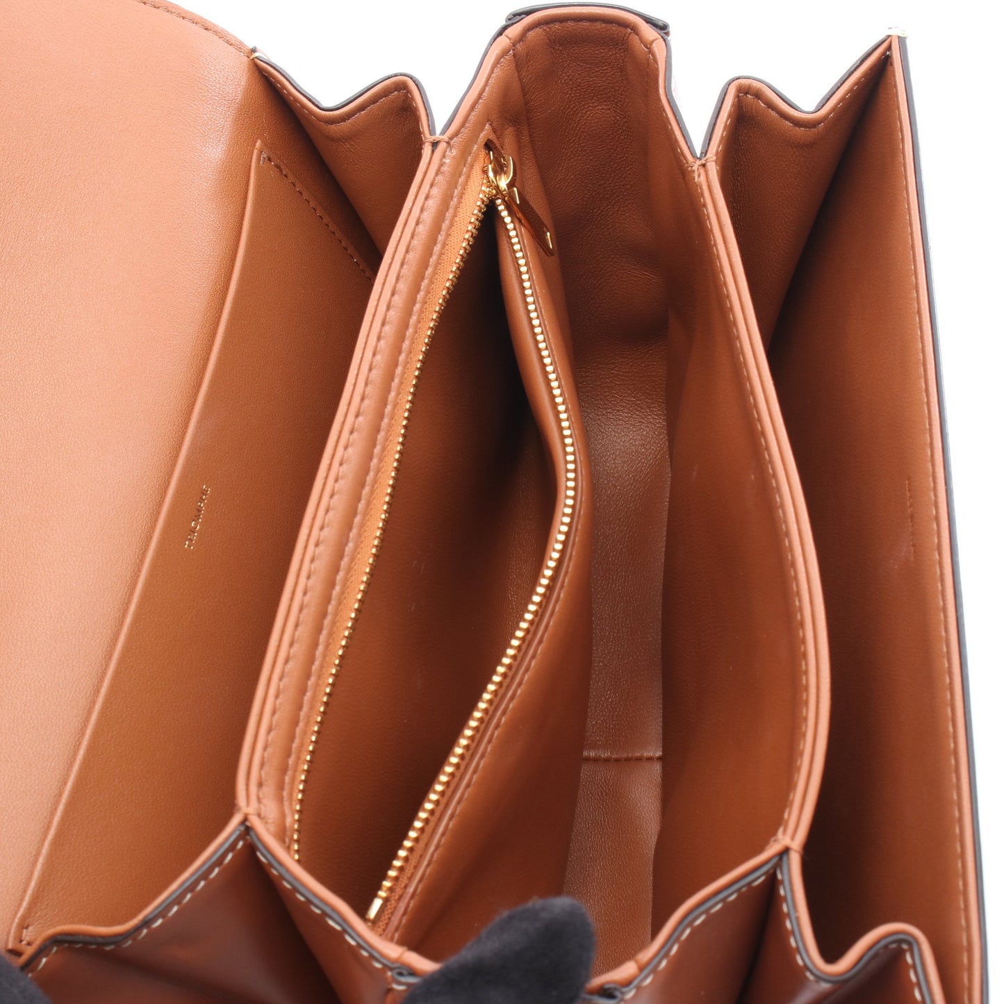 クラシック トリオンフ ショルダーバッグ キャンバス レザー ベージュ ブラウン セリーヌ バッグ CELINE