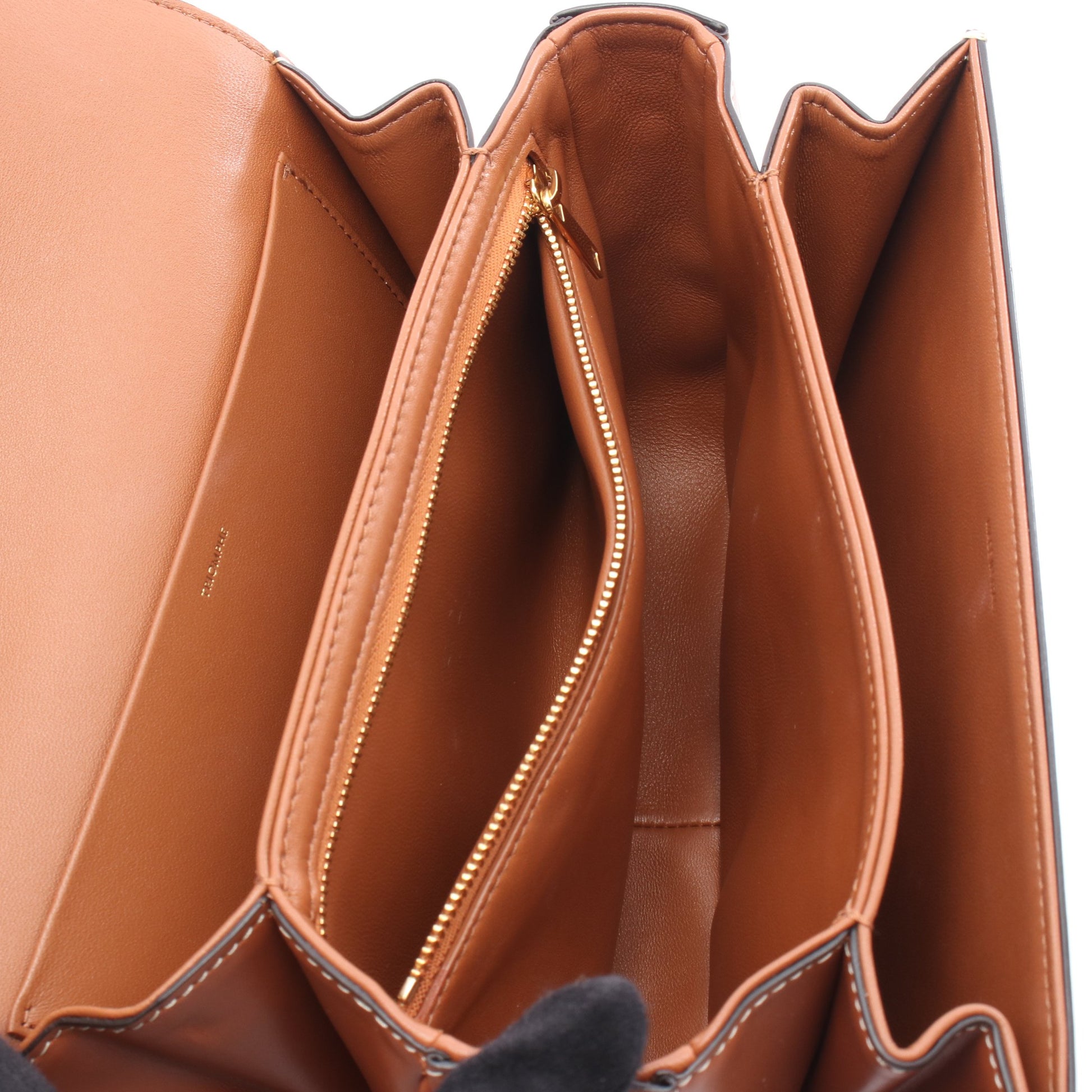 クラシック トリオンフ ショルダーバッグ キャンバス レザー ベージュ ブラウン セリーヌ バッグ CELINE