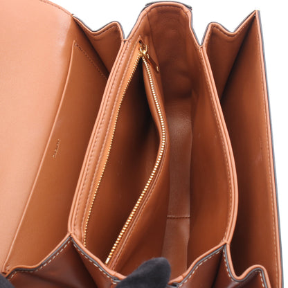 クラシック トリオンフ ショルダーバッグ キャンバス レザー ベージュ ブラウン セリーヌ バッグ CELINE