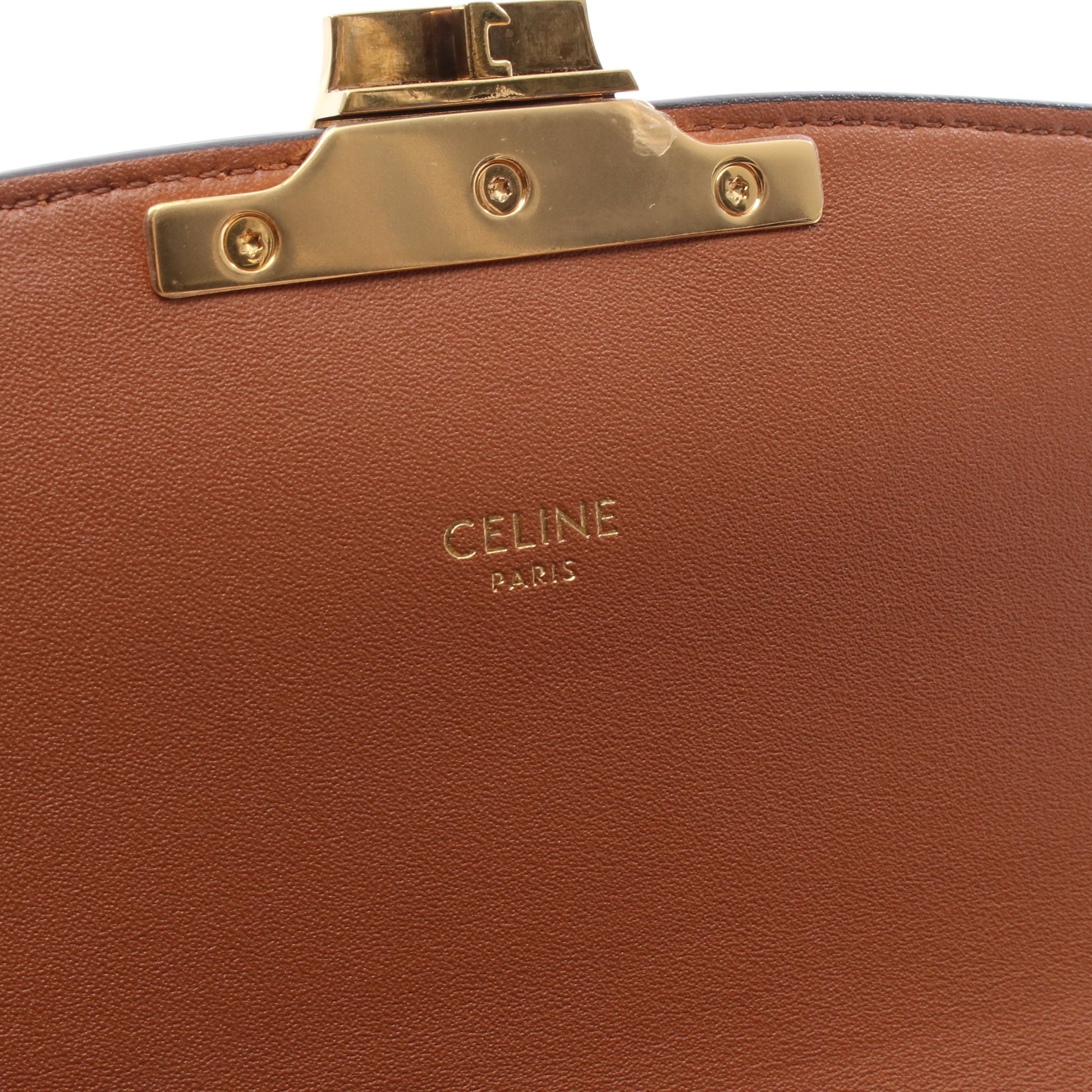 クラシック トリオンフ ショルダーバッグ キャンバス レザー ベージュ ブラウン セリーヌ バッグ CELINE