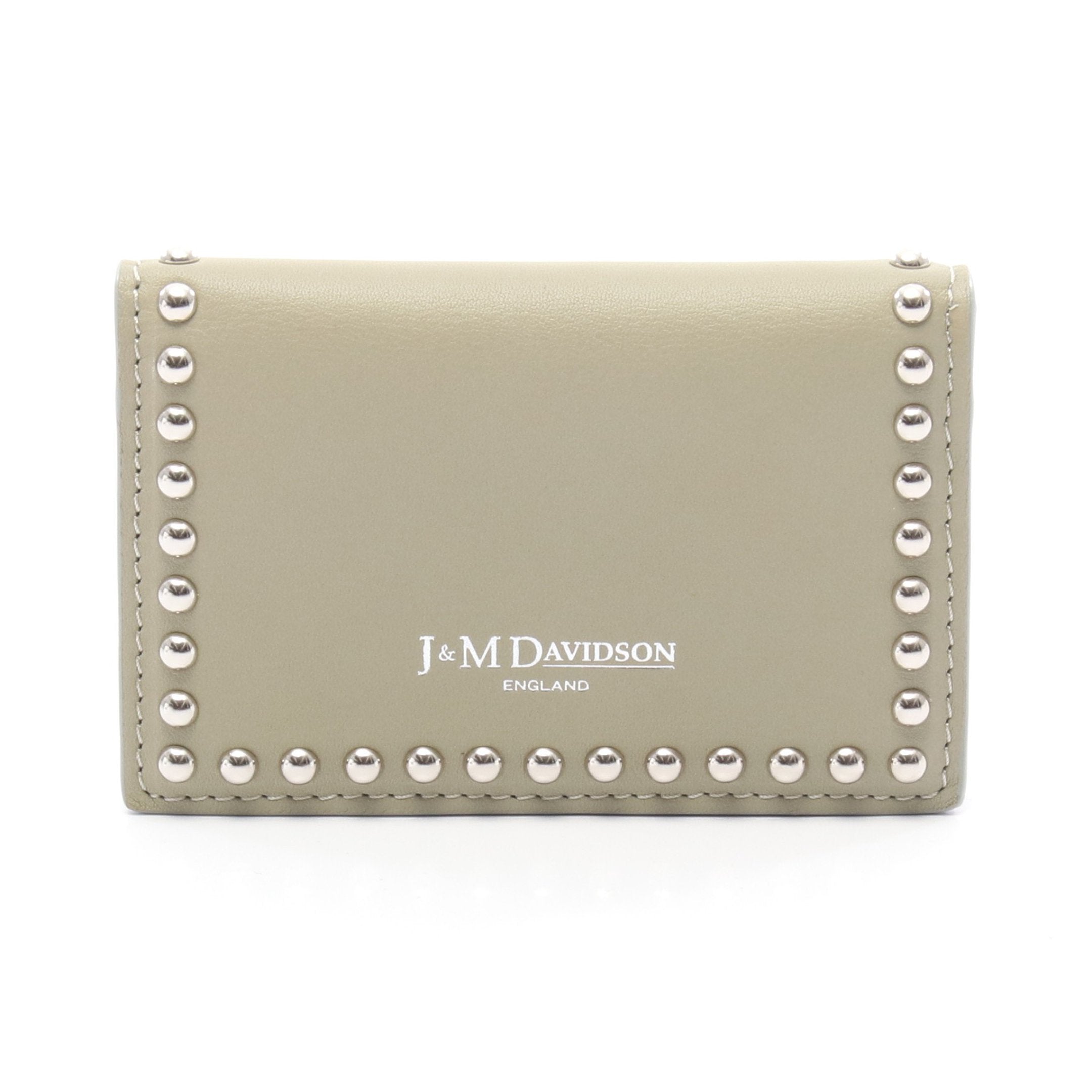 カードケース レザー ライトグリーン スタッズ ジェイアンドエム