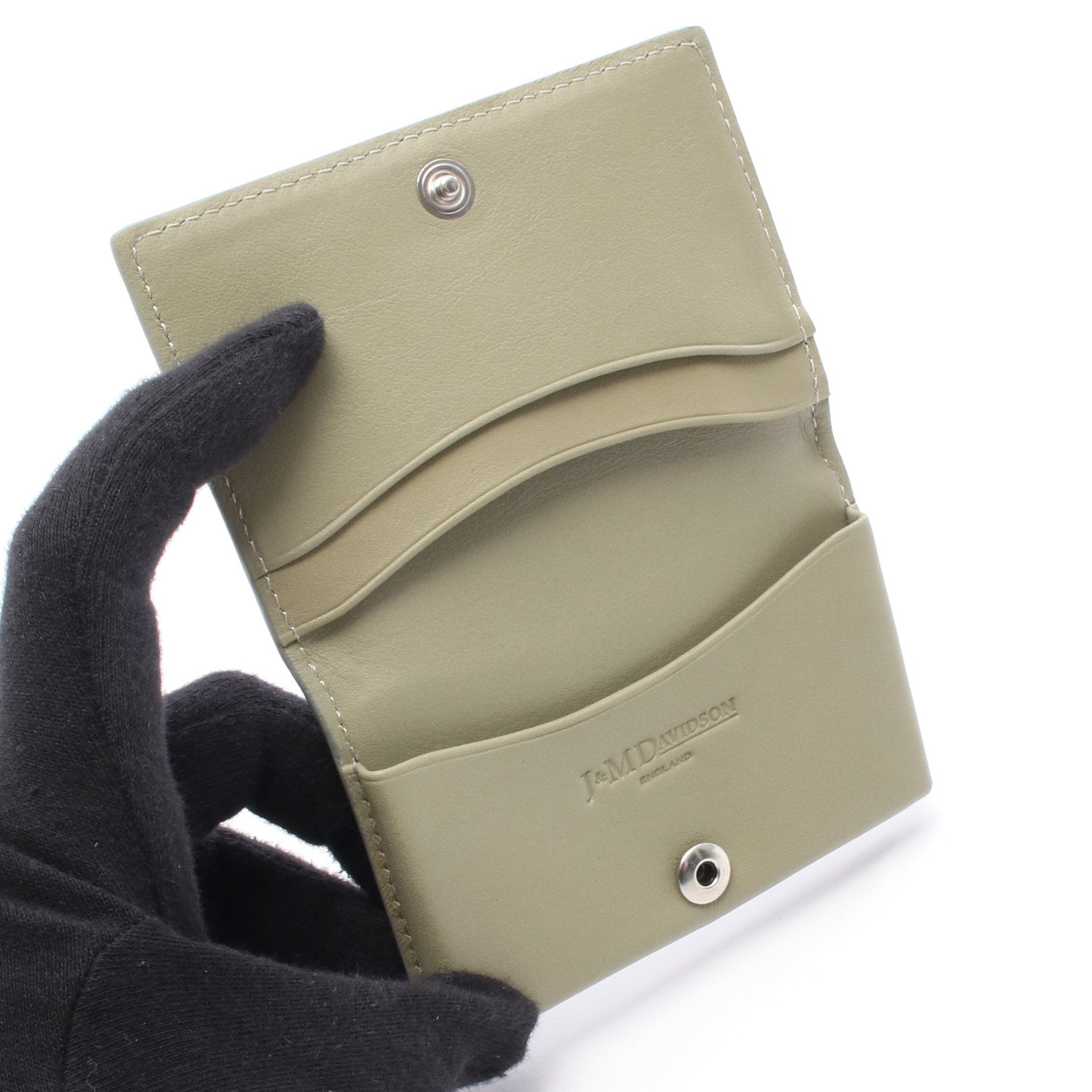 カードケース レザー ライトグリーン スタッズ ジェイアンドエム