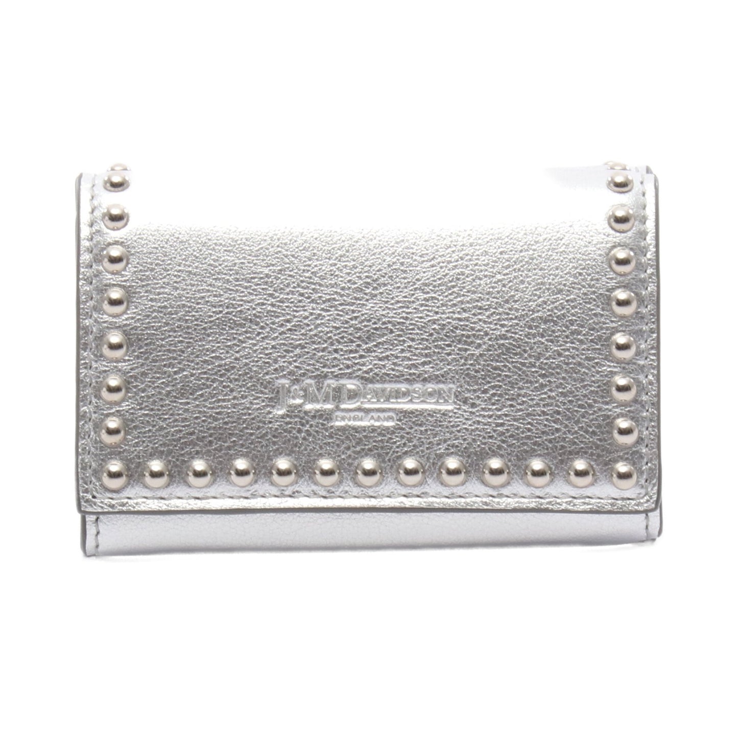 FOLD WALLE WITH STUDS 二つ折り財布 コンパクトウォレット レザー シルバー ジェイアンドエムデヴィッドソン 財布・小物 J&M DAVIDSON