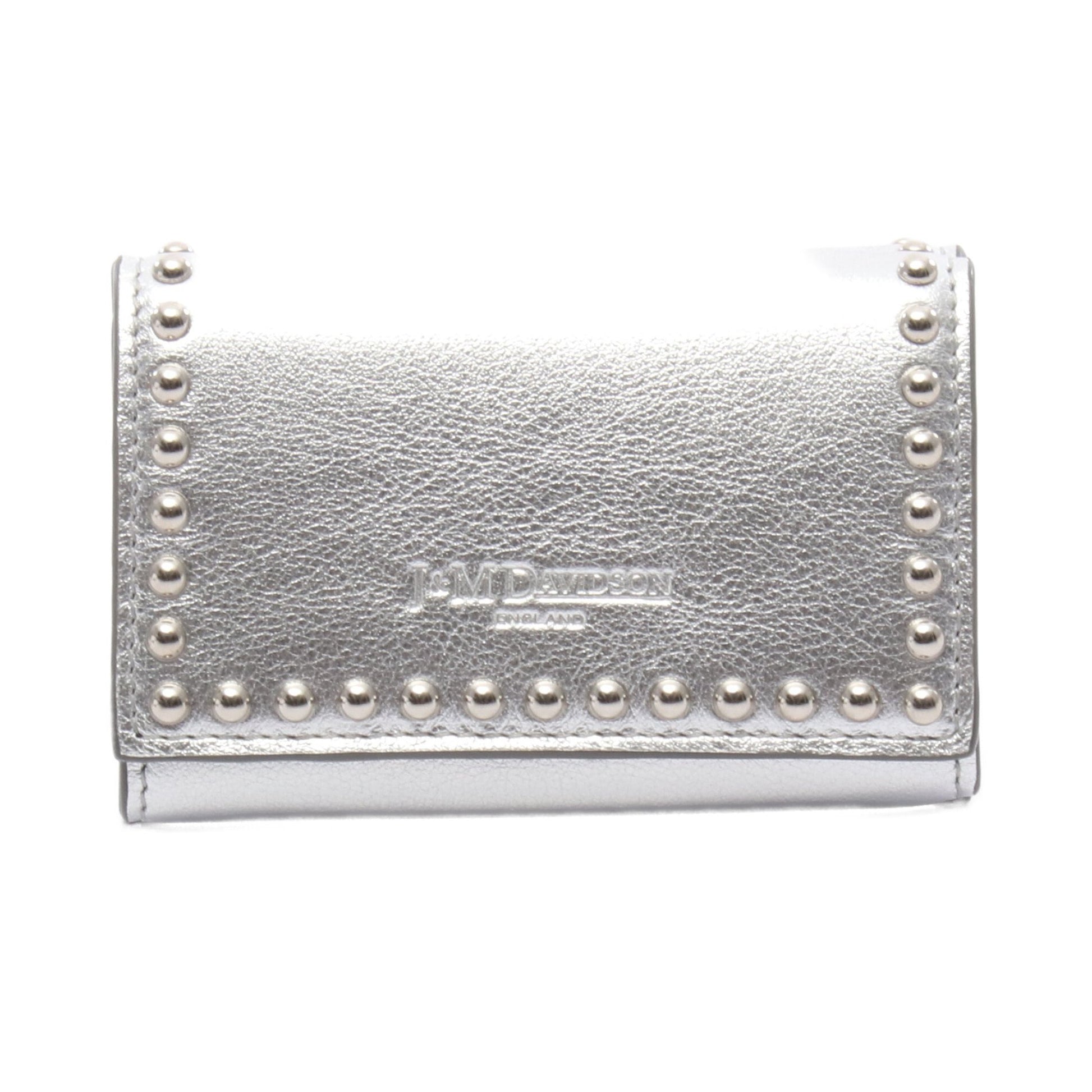 FOLD WALLE WITH STUDS 二つ折り財布 コンパクトウォレット レザー シルバー ジェイアンドエムデヴィッドソン 財布・小物 J&M DAVIDSON