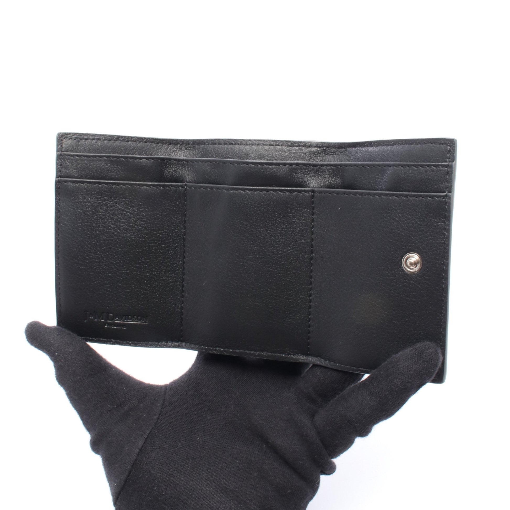 FOLD WALLE WITH STUDS 二つ折り財布 コンパクトウォレット レザー シルバー ジェイアンドエムデヴィッドソン 財布・小物 J&M DAVIDSON
