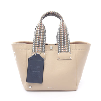 ハンドバッグ トートバッグ レザー キャンバス ベージュ マルチカラー エーディーエムジェイ バッグ A.D.M.J
