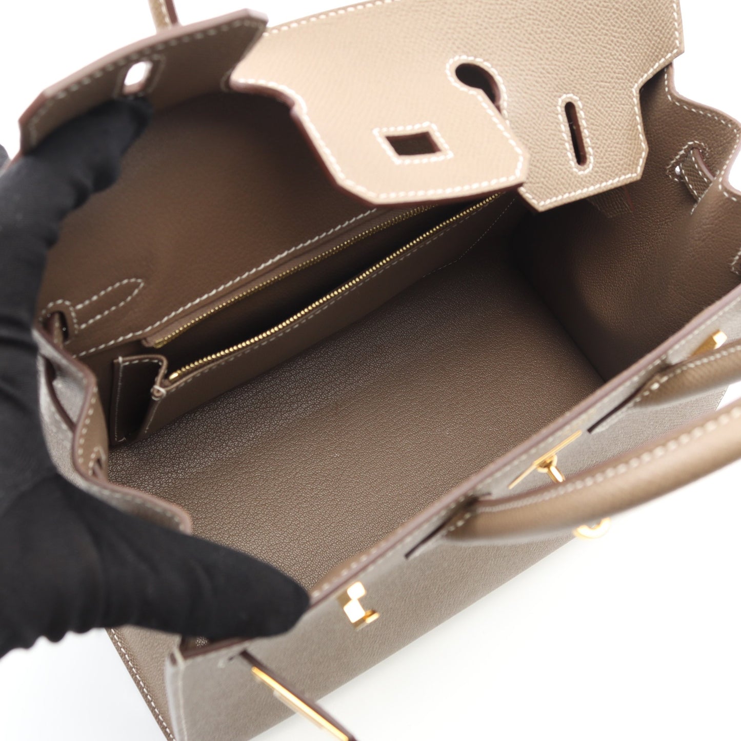 バーキン25 セリエ エトゥープ ハンドバッグ ヴォーエプソン グレーブラウン ゴールド金具 U刻印 エルメス バッグ HERMES