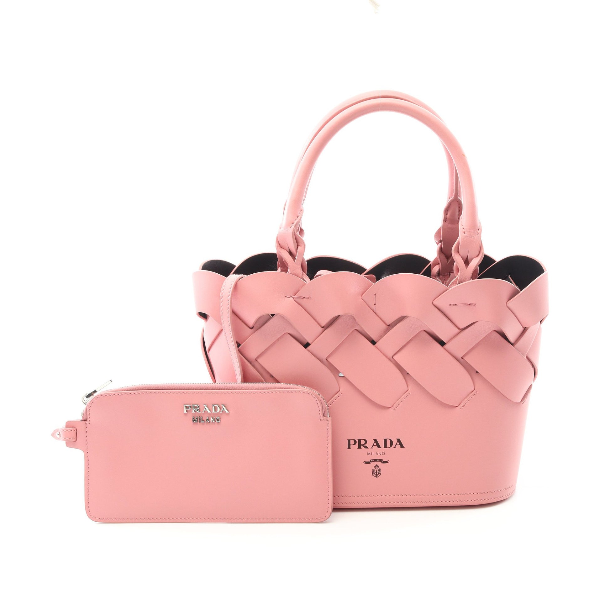 ヴィッテロ イントレチャート ハンドバッグ レザー ピンク プラダ バッグ PRADA
