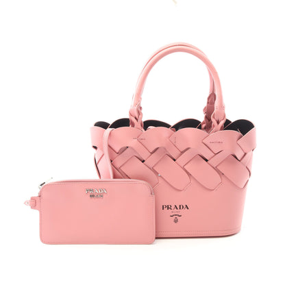 ヴィッテロ イントレチャート ハンドバッグ レザー ピンク プラダ バッグ PRADA