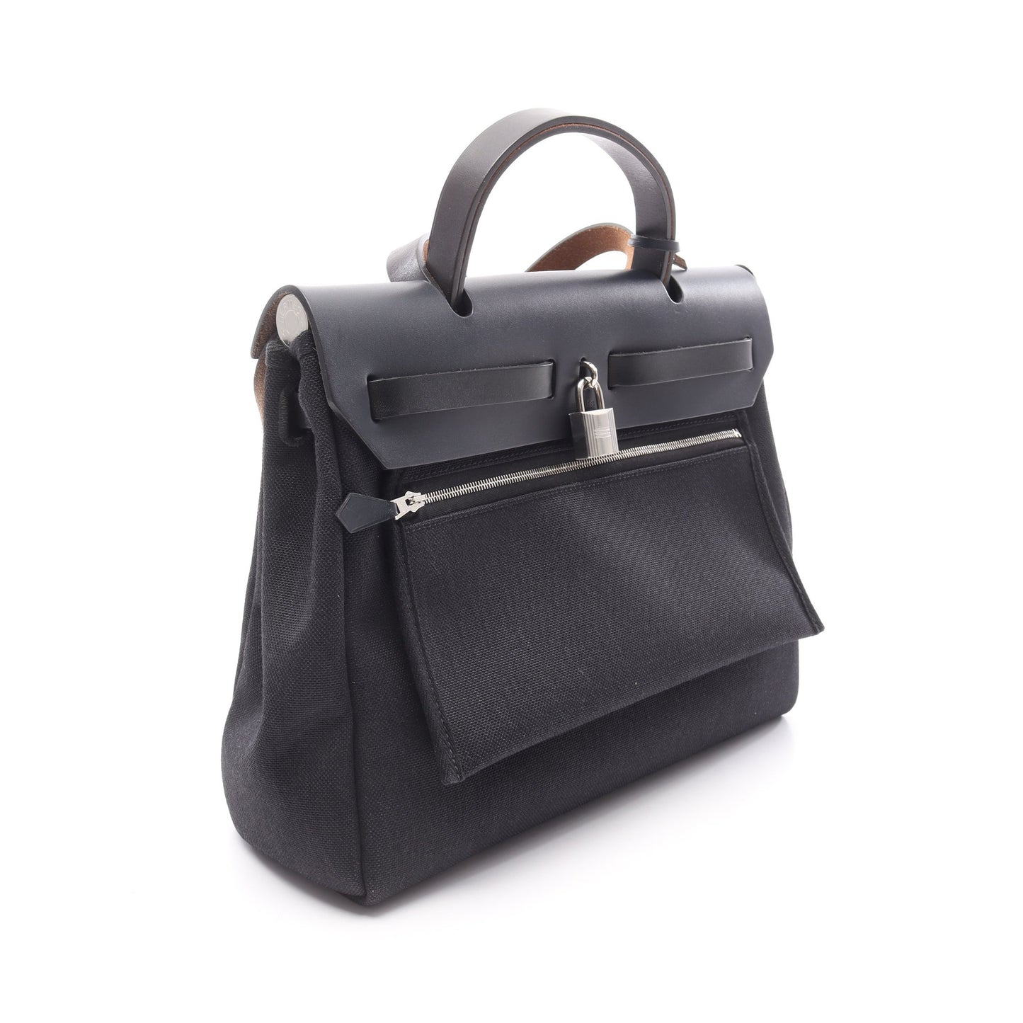 エールバッグジップPM ハンドバッグ ヴァッシュハンター トワルミリタリー ブラック インディゴブルー シルバー金具 2WAY Y刻印 エルメス バッグ HERMES