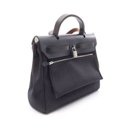 エールバッグジップPM ハンドバッグ ヴァッシュハンター トワルミリタリー ブラック インディゴブルー シルバー金具 2WAY Y刻印 エルメス バッグ HERMES