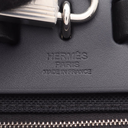 エールバッグジップPM ハンドバッグ ヴァッシュハンター トワルミリタリー ブラック インディゴブルー シルバー金具 2WAY Y刻印 エルメス バッグ HERMES