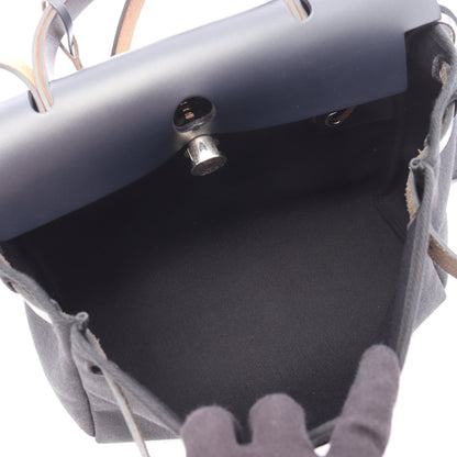 エールバッグジップPM ハンドバッグ ヴァッシュハンター トワルミリタリー ブラック インディゴブルー シルバー金具 2WAY Y刻印 エルメス バッグ HERMES