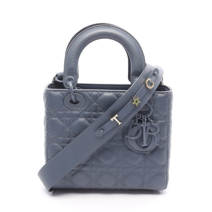 レディディオール スモール カナージュ ハンドバッグ レザー ダークブルー 2WAY クリスチャンディオール バッグ Christian Dior