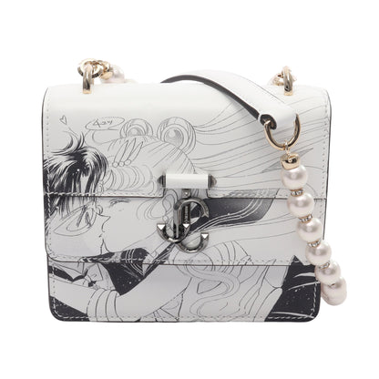 JIMMY CHOO × SAILOR MOON SAILOR MOON ＆ TUXEDO MASK VARENNE ショルダーバッグ レザー ホワイト ブラック ジミーチュウ バッグ JIMMY CHOO