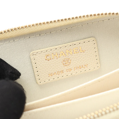 マトラッセ コインケース キャビアスキン オフホワイト ゴールド金具 シャネル 財布・小物 CHANEL