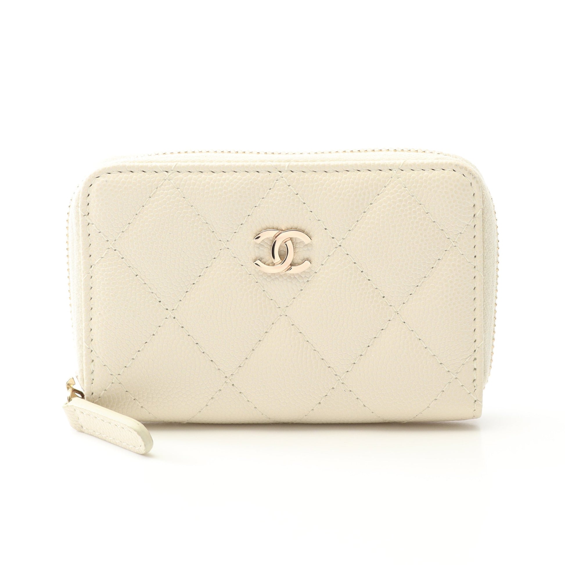 マトラッセ コインケース キャビアスキン オフホワイト ゴールド金具 シャネル 財布・小物 CHANEL
