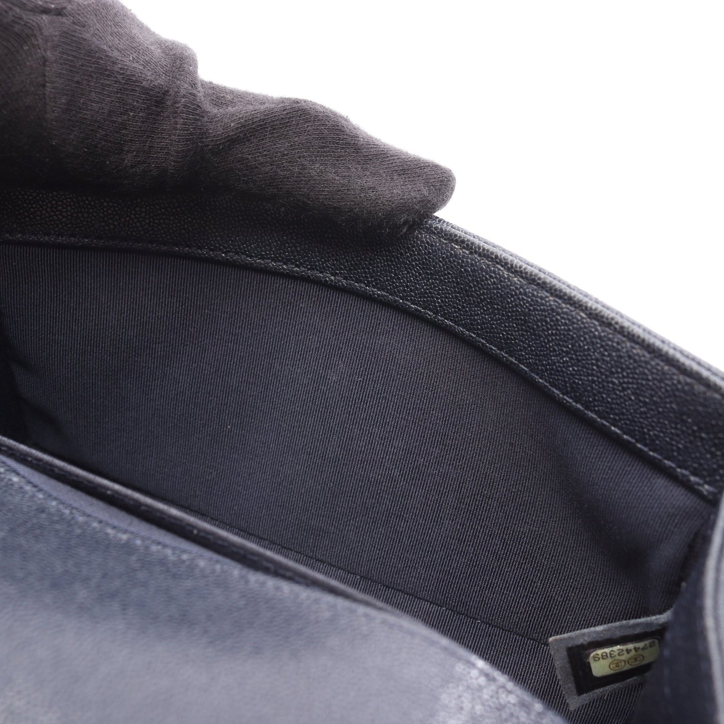 ボーイシャネル スモール チェーンショルダーバッグ キャビアスキン ネイビー ゴールド金具 シャネル バッグ CHANEL