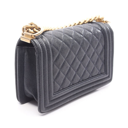 ボーイシャネル スモール チェーンショルダーバッグ キャビアスキン ネイビー ゴールド金具 シャネル バッグ CHANEL