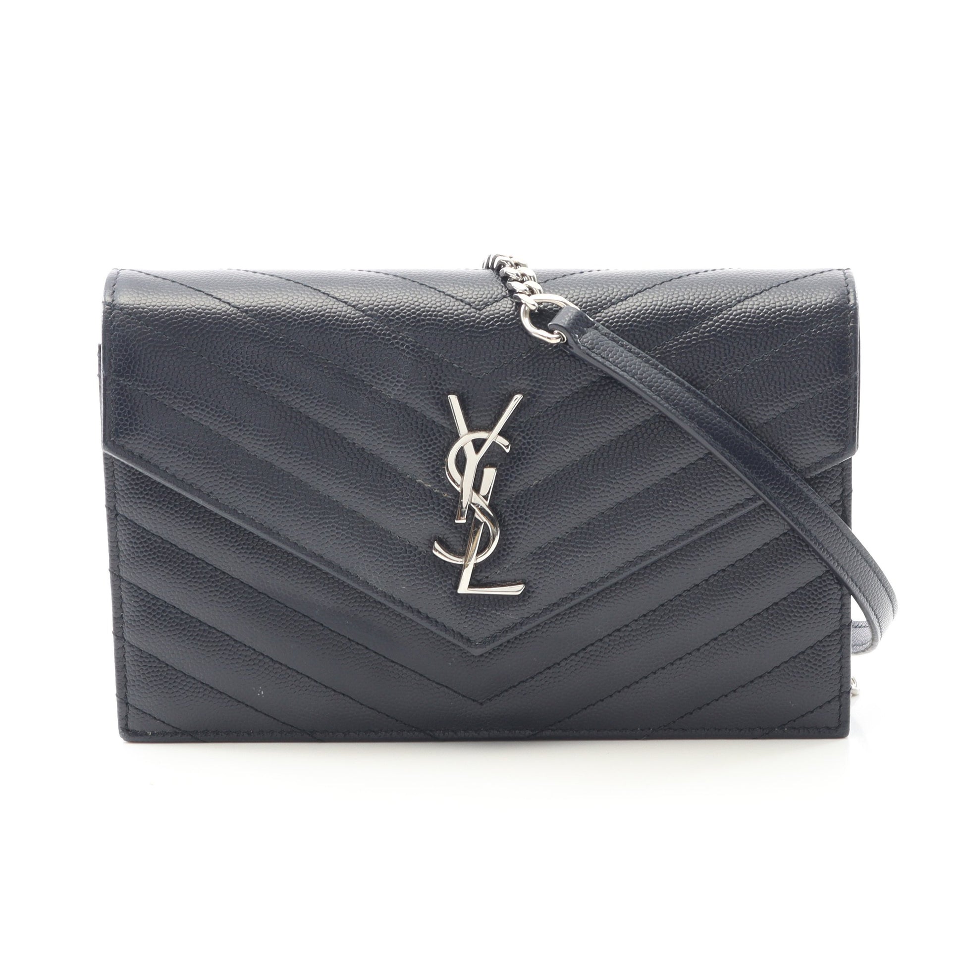 カサンドラ エンベロープ チェーンウォレット レザー ネイビー サンローランパリ バッグ SAINT LAURENT PARIS