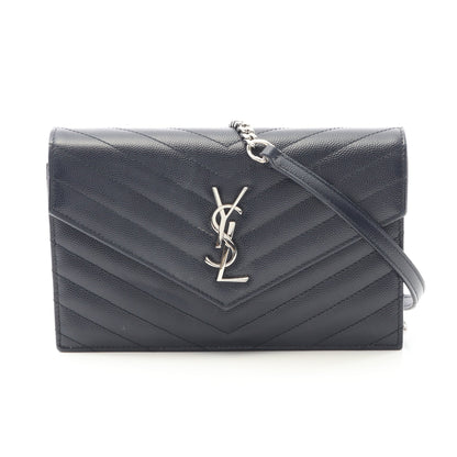カサンドラ エンベロープ チェーンウォレット レザー ネイビー サンローランパリ バッグ SAINT LAURENT PARIS