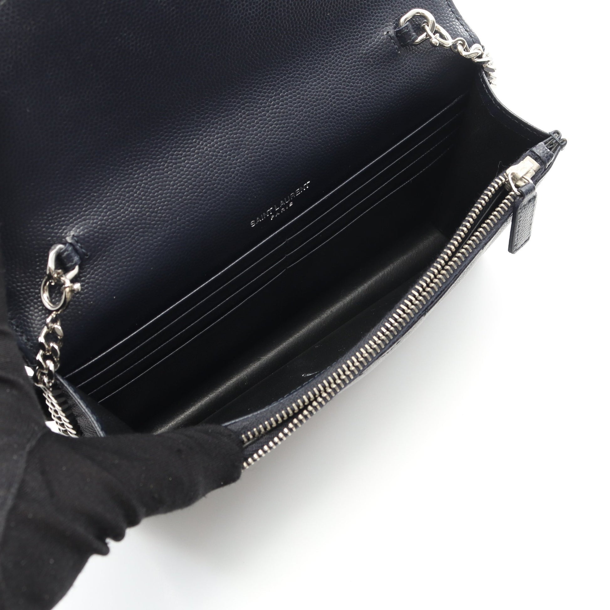 カサンドラ エンベロープ チェーンウォレット レザー ネイビー サンローランパリ バッグ SAINT LAURENT PARIS