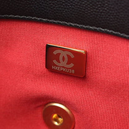 マトラッセ チェーンショルダーバッグ キャビアスキン ブラック ゴールド金具 2WAY シャネル バッグ CHANEL