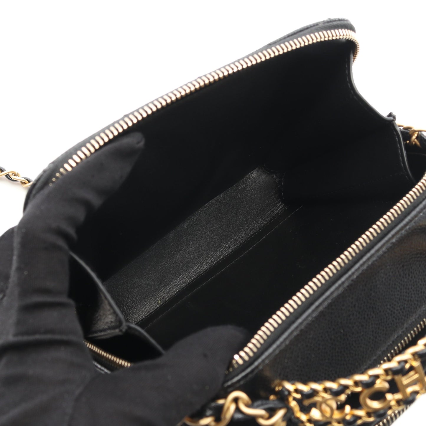 マトラッセ バニティバッグ チェーンショルダーバッグ キャビアスキン ブラック ゴールド金具 2WAY シャネル バッグ CHANEL