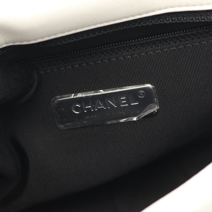 19 ディズヌフ マトラッセ チェーンショルダーバッグ ラムスキン ホワイト ブラック金具 シャネル バッグ CHANEL