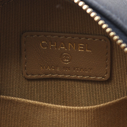 マトラッセ ラウンド ミニ チェーンショルダーバッグ ラムスキン ネイビー ゴールド金具 シャネル バッグ CHANEL