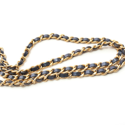 マトラッセ ラウンド ミニ チェーンショルダーバッグ ラムスキン ネイビー ゴールド金具 シャネル バッグ CHANEL