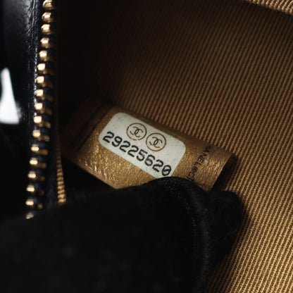 マトラッセ ラウンド ミニ チェーンショルダーバッグ ラムスキン ネイビー ゴールド金具 シャネル バッグ CHANEL