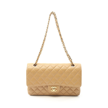 マトラッセ Wフラップ Wチェーンショルダーバッグ キャビアスキン ベージュ ゴールド金具 シャネル バッグ CHANEL