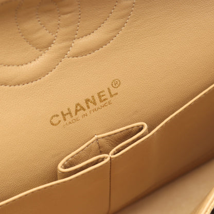 マトラッセ Wフラップ Wチェーンショルダーバッグ キャビアスキン ベージュ ゴールド金具 シャネル バッグ CHANEL