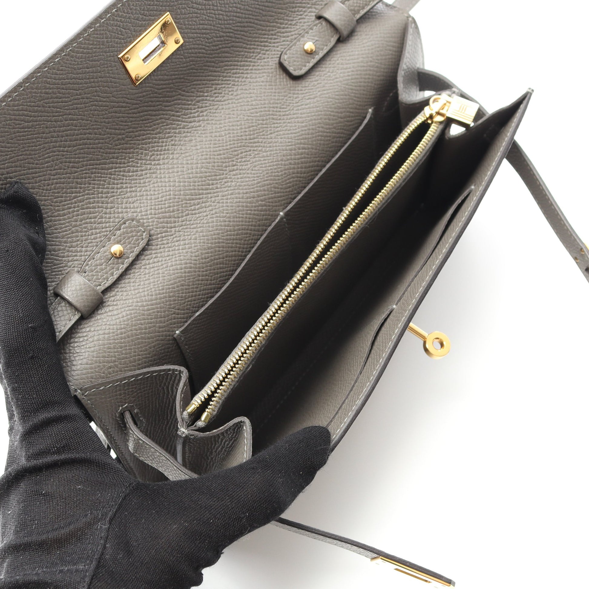 ケリートゥーゴー エタン ショルダーウォレット ヴォーエプソン グレー ゴールド金具 U刻印 エルメス バッグ HERMES